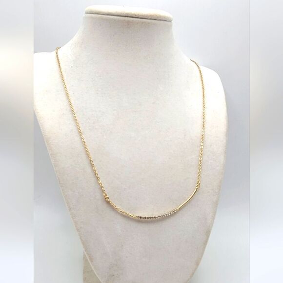 Loft Curved bar necklace, goldtone with rhinestones, adjustable length - Picture 3 of 8